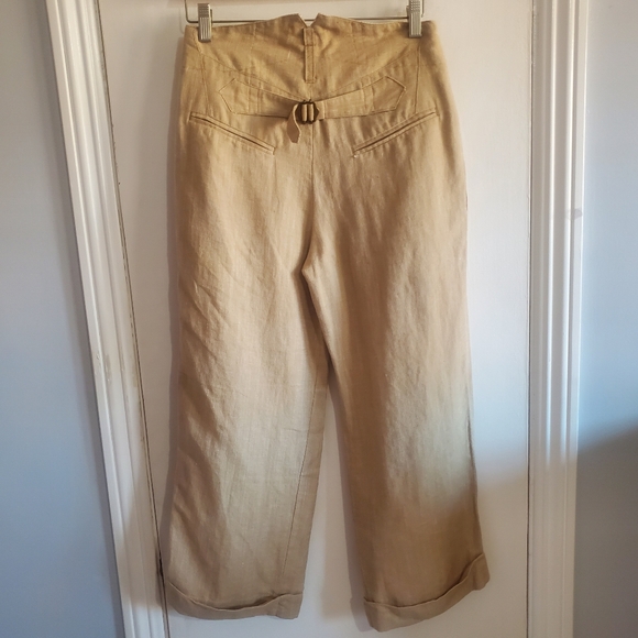 Express Linen Blend Pleated Pants Trousers Buckle Back Size 2 Poet Old Money - Picture 7 of 16